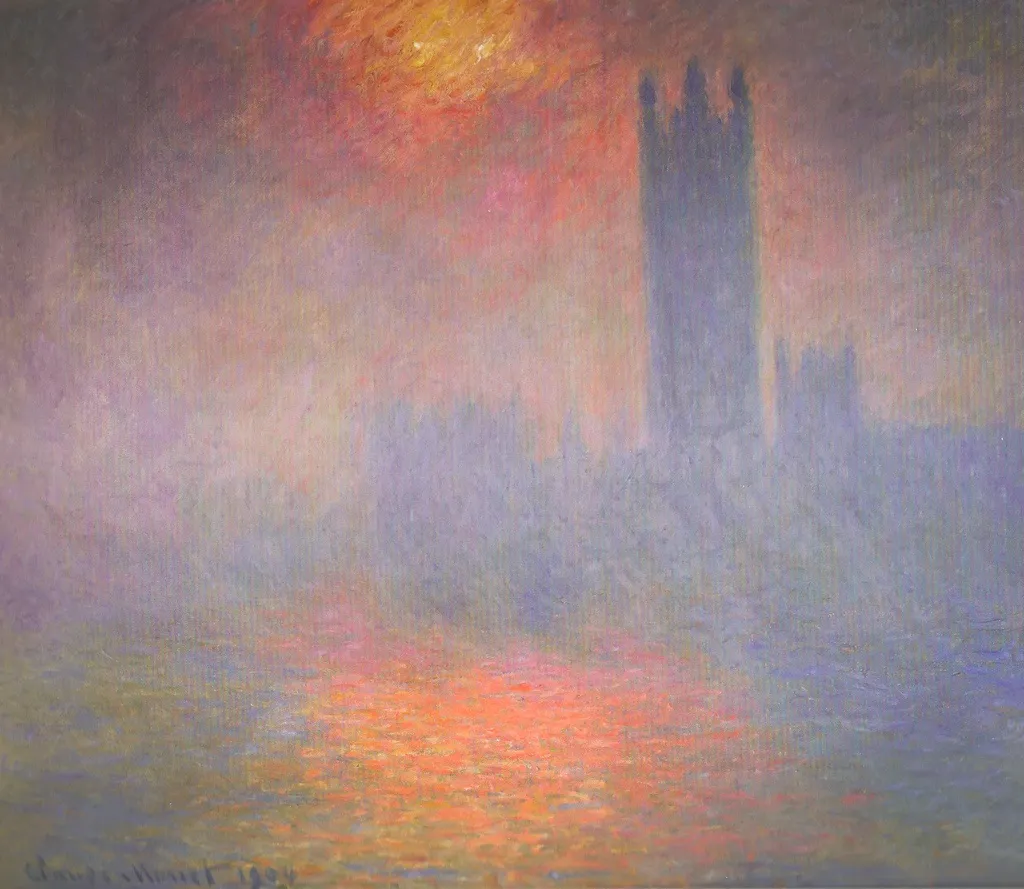 London, the Houses of Parliament — Sunlight Opening in the Fog — Claude Monet
